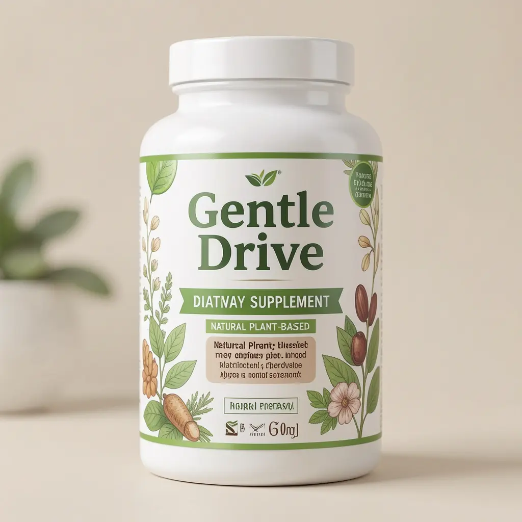 Gentle Drive dietary supplement bottle with natural plant-based ingredients